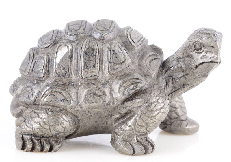 Copper Pyrite TURTLE Sculpture, Stone Carving #S35  