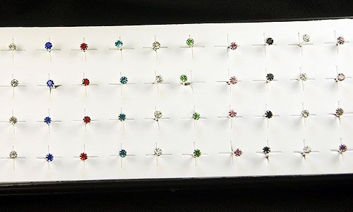 Wholesale 20pairs mixed colors 2mm Round Rhinestone silver ear stud 