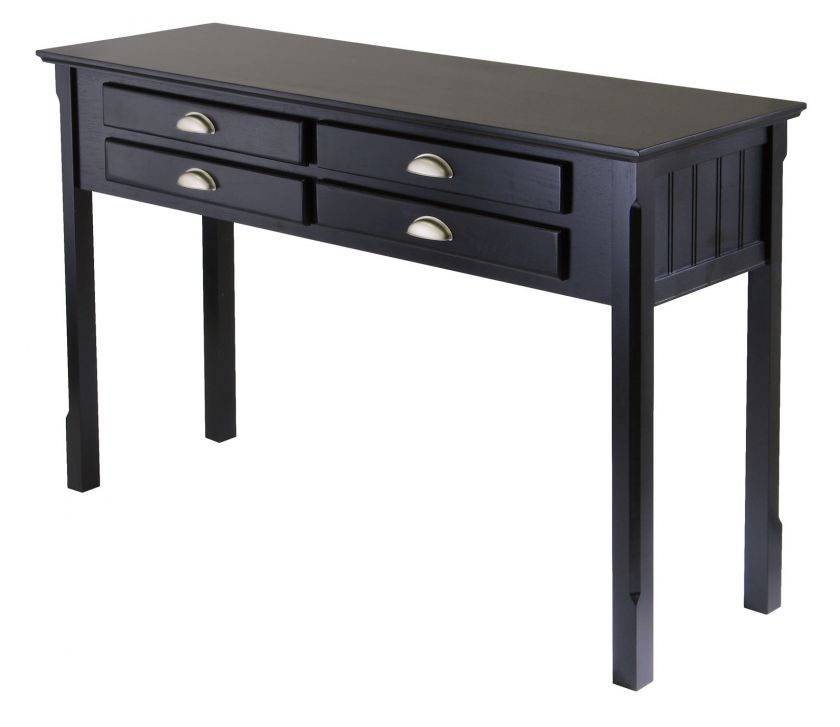 Sofa Console Hall Foyer Table Rectangular Black Drawers  