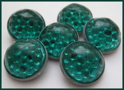 Set Of Six 6~OLD~Antique Vintage Pretty GREEN Bubble GLASS Buttons Set 