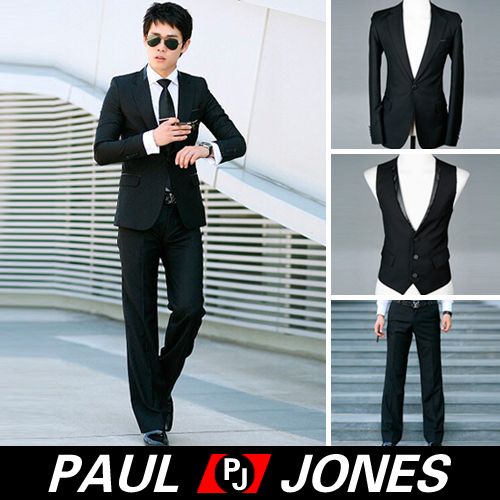 1Pc Mens Fashion Stylish Slim Fit One Button Suit Black Blazer/Vest 