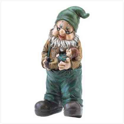Grandpa Garden Gnome Holding Grandson Lawn Statue  