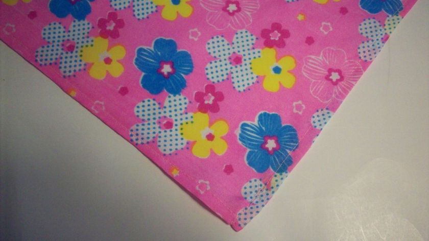 Dog Bandana Tie On Slide On Pink Summer Spring Flowers Diva Girl Scarf 