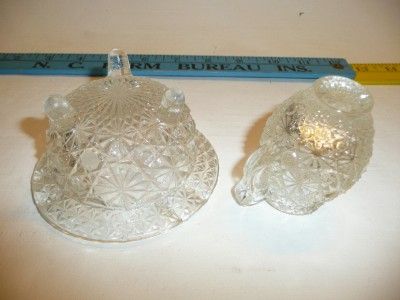 cut glass ashtray and matchstick holder pitcher cup vintage daisy 