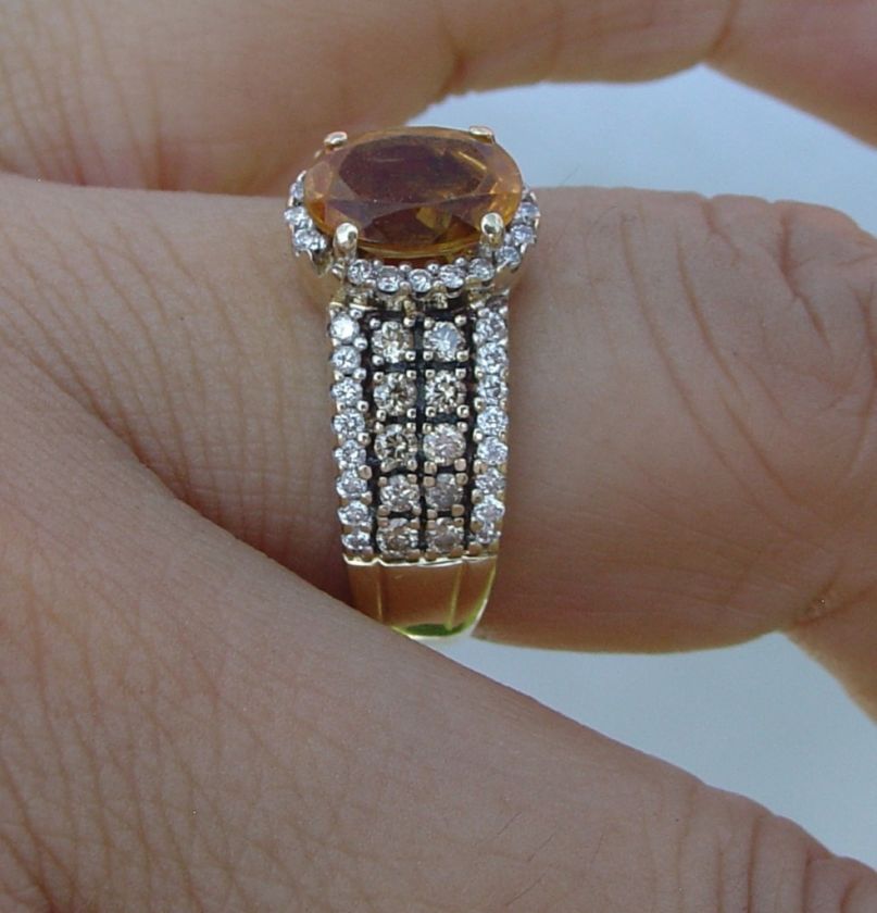 Citrine diamond Levian Le Vian Chocolate Ring 14k YG sz sz 6.5  