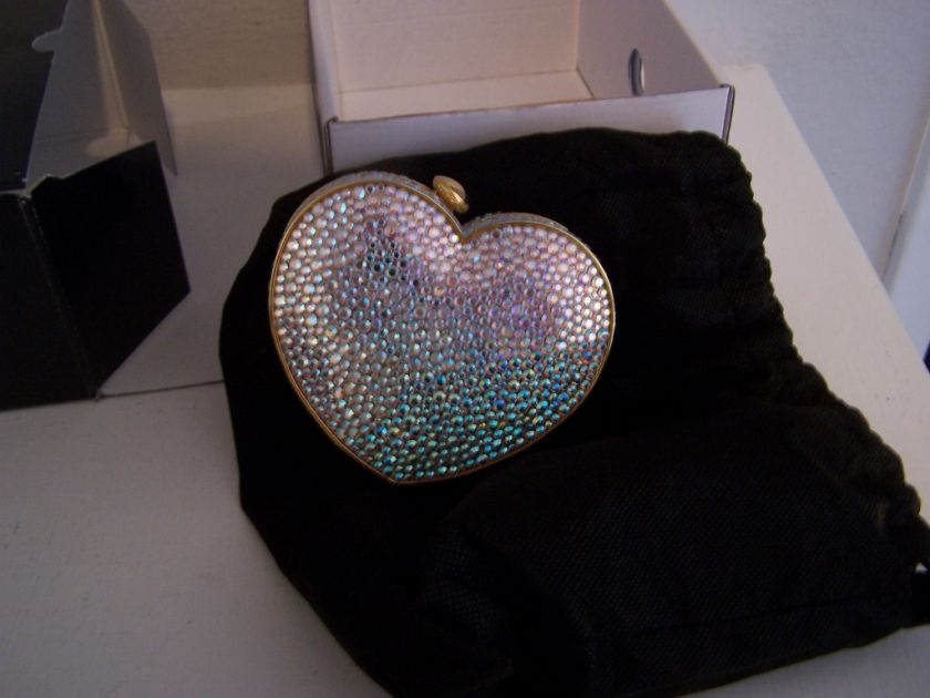 LANDAU SWAROVSKI CYRSTAL AURORA BOREALLIS HEART PURSE  