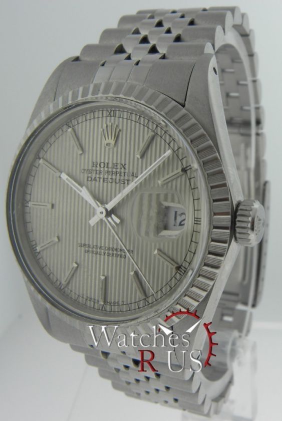 ROLEX DATEJUST 16030 S.STEEL ENGINE TURNED BEZEL WATCH  