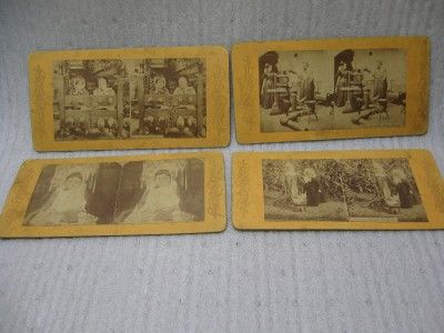 stereo scopic american life groups 1800s card lot old picture antique 