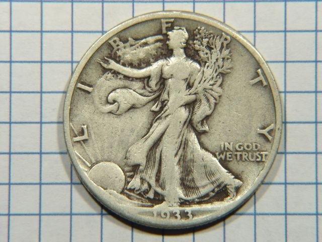 KEY 1933 S Walking Liberty Half Dollar Grade Very Fine+  