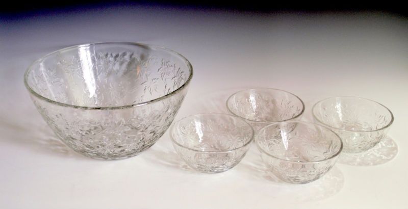 Princess House FANTASIA 5 pc Salad Bowl Set Crystal NEW  