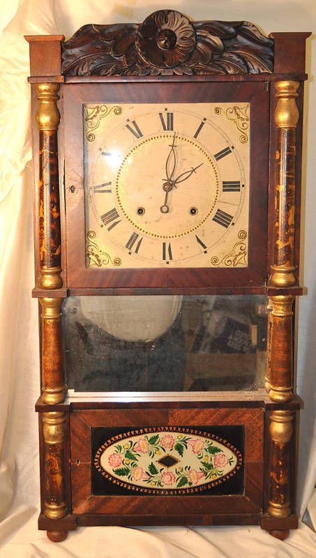 Rare Wood Works 8 Day Triple Decker Clock, Wooden Mvt.  