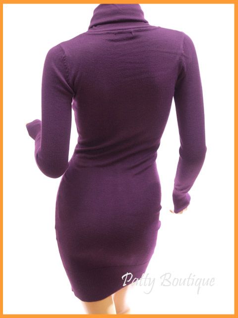 Soft Drape Cowl Turtleneck Neck Knit Sweater Mini Dress  