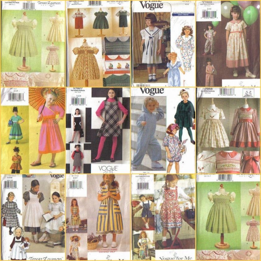 Vogue Sewing Pattern Little Girls Dress ~  ~ Your Choice 