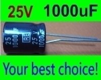 100 pcs Electrolytic Capacitors 1000uF 25V New Radial  