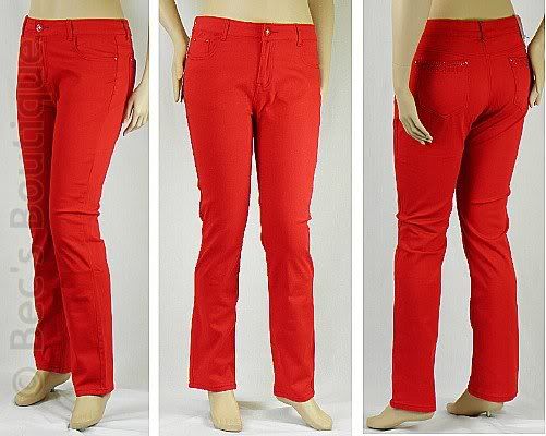 Womens Coloured Jeans Ladies Plus Size Summer Trousers  
