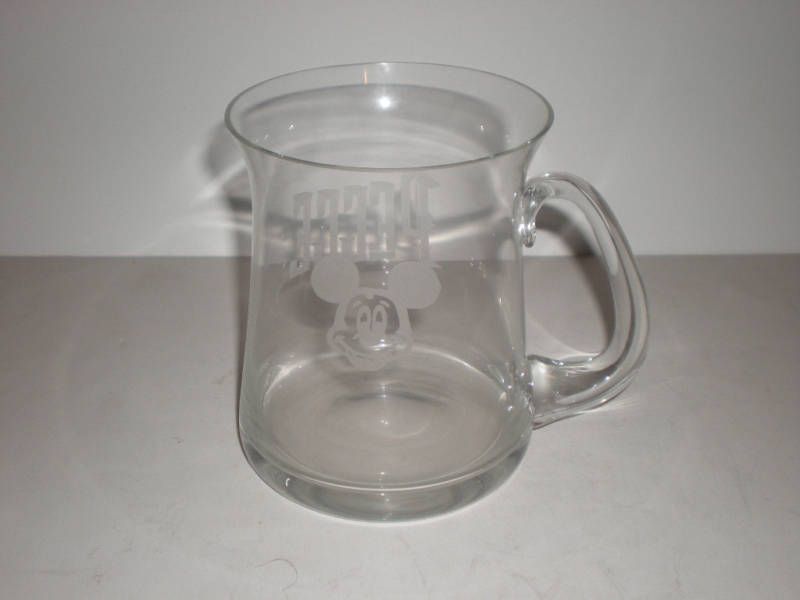   Mouse Etched PEGGE Name Logo Cyrstal Glass Mug Cup Stein Large  