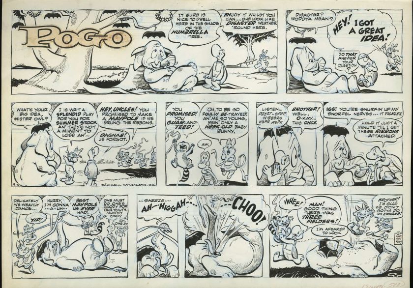 This is the original comic strip art for a Pogo Sunday, dated 5 1 