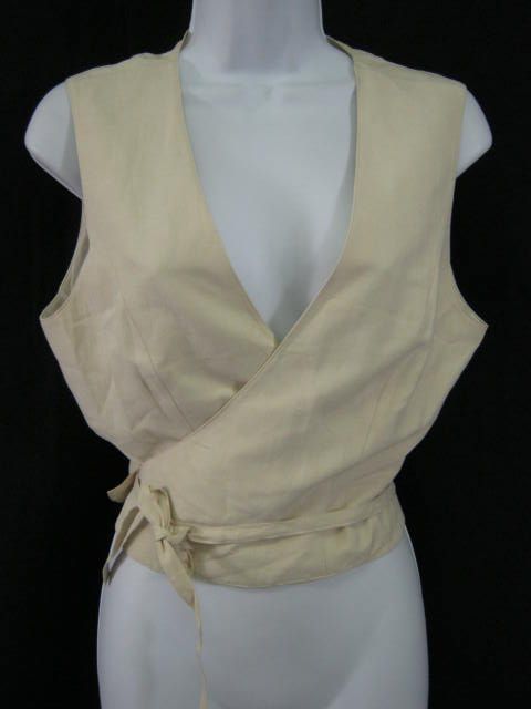 STATE OF CLAUDE MONTANA Cream Tie Front Vest Top Sz 12  