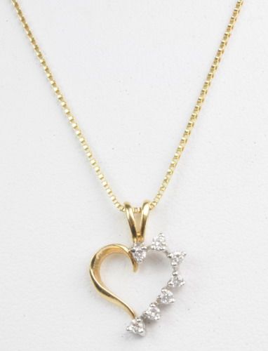 LADY 14K TWO TONE GOLD DIAMOND HEART NECKLACE 197074  