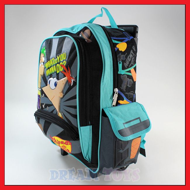 16 Disney Phineas and Ferb Roller Backpack Rolling Bag  