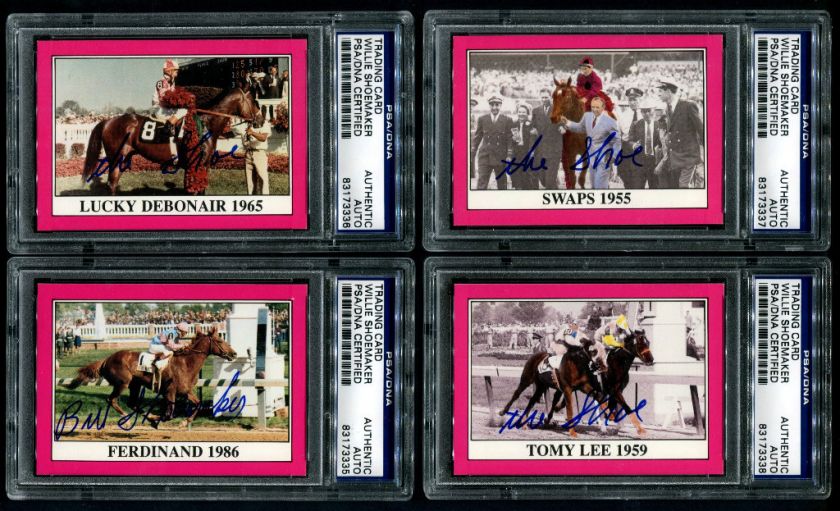   SIGNED X4 KENTUCKY DERBY CARDS SWAPS TOMY LEE FERDINAND + PSA  