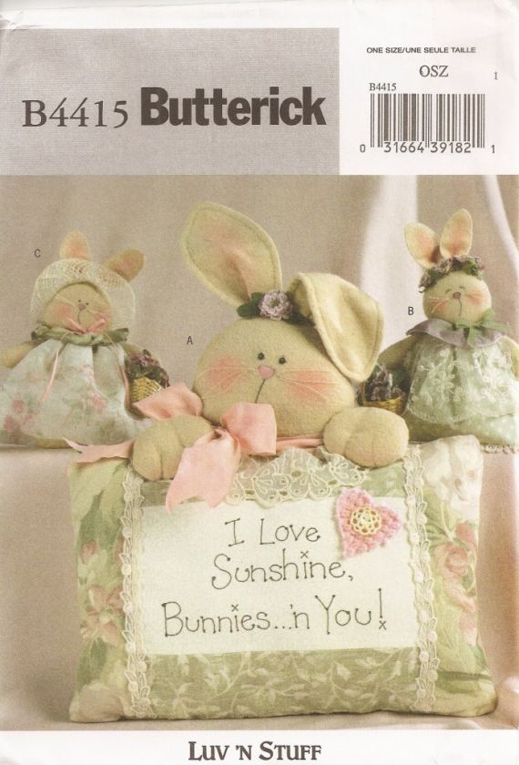 4415 Butterick Pattern, Craft, Sunshine Bunnies  