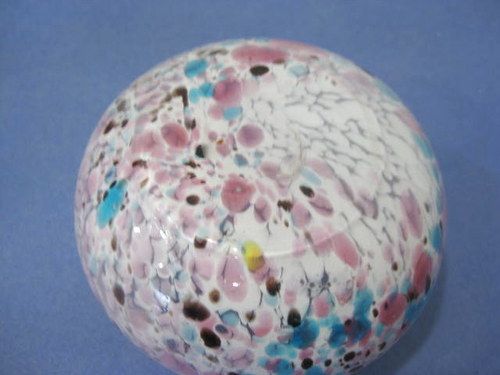 Mottled Spatter HandBlown Cranberry Rose Bowl Art glass  