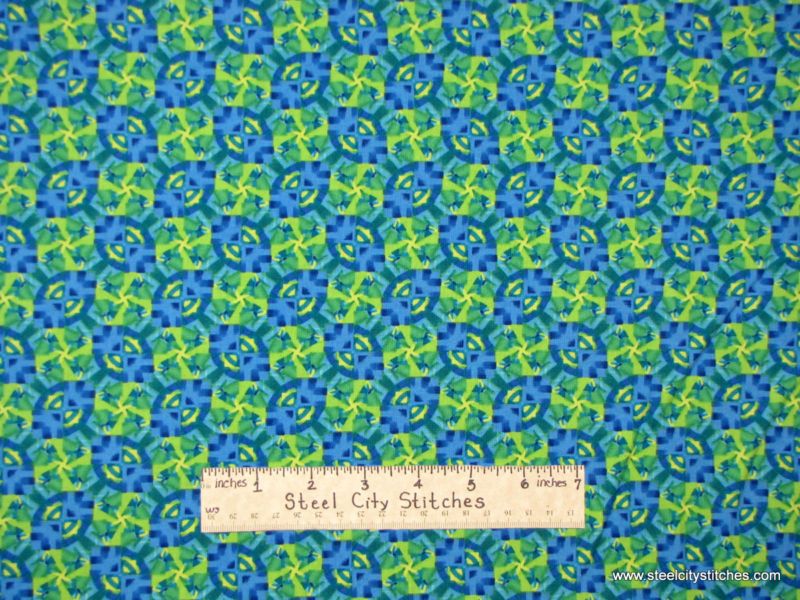  Cultural Tribal Green Blue Geometric Fabric Yard  