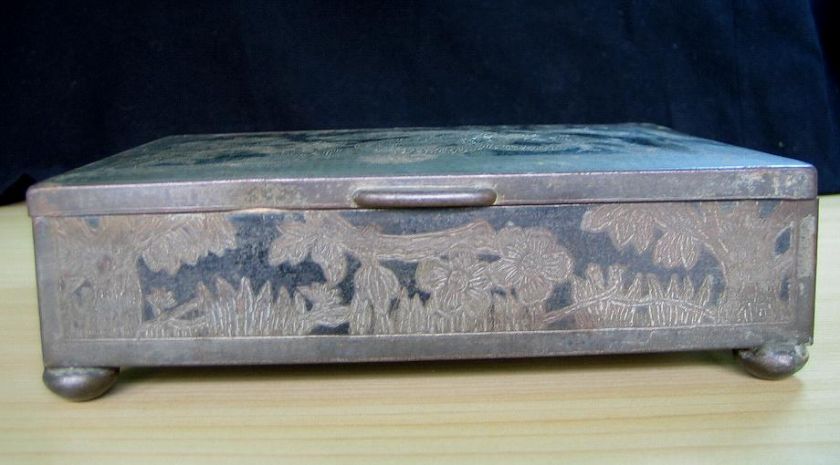 19C. ANTIQUE CHINESE METAL AND WOOD JEWELRY BOX  