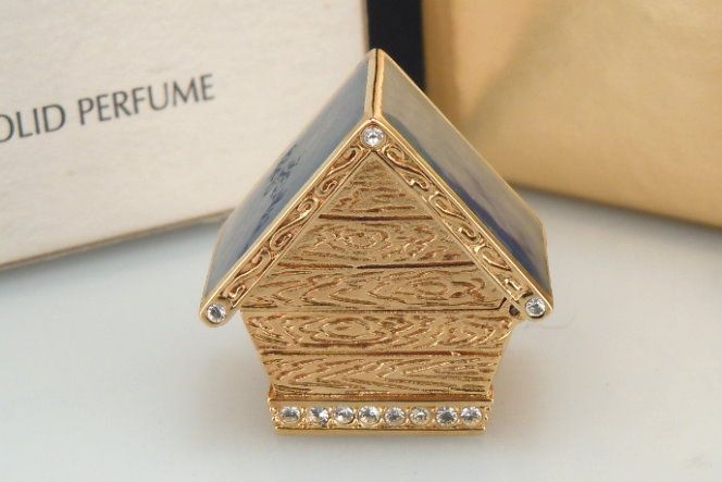   Lauder Beautiful Solid Perfume Compact BIRDHOUSE Cardinal Bird  