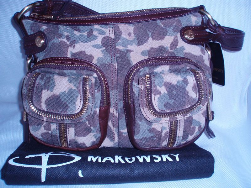 MAKOWSKY DINA SUEDE CAMO HOBO BAG  