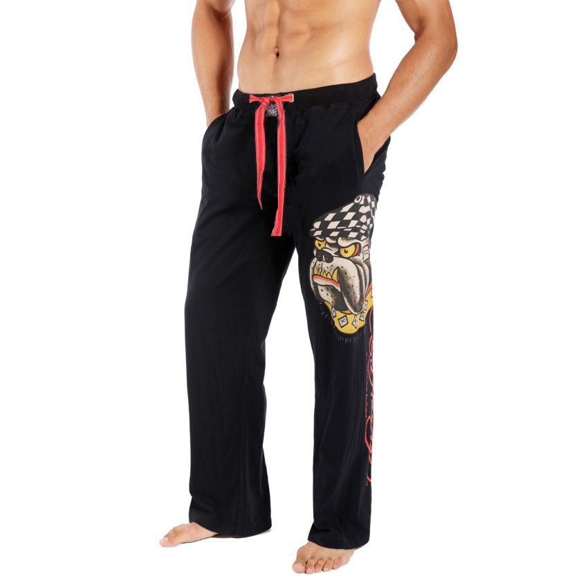 Ed Hardy Black 9057JP Mens Michael Jackson Bulldog Lounge Pants  