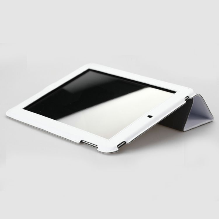 GGMM White Genuine Leather Smart Cover Case for iPad 2  