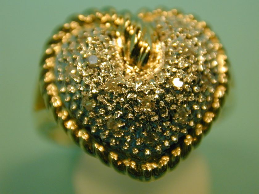 14k solid gold Diamond heart ladies ring fine perfect gift  