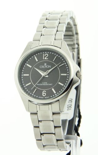 Croton Womens Stainless Steel Dress Watch Black / White  