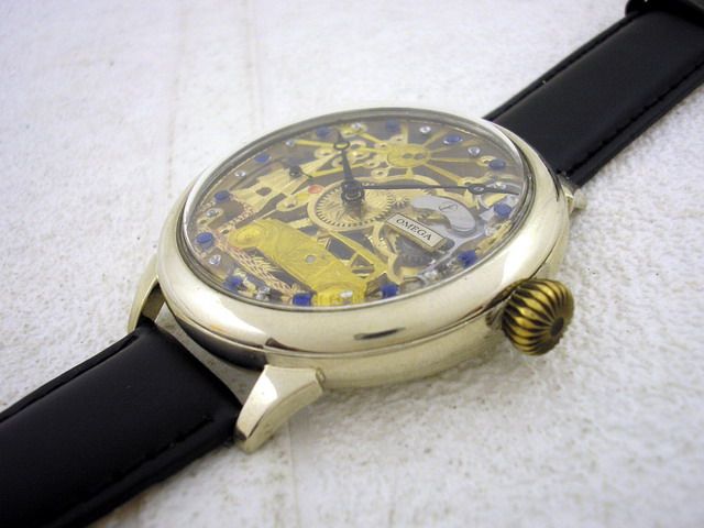   SWISS WATCH UNIQUE ART DECO GOLD PLATED MEN’S OMEGA SKELETON  