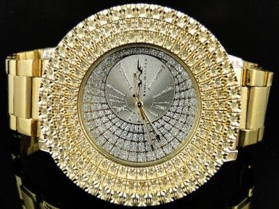 MENS KING MASTER/JOJO/JOE RODEO YELLOW FINISH SIMULATED DIAMOND WATCH 