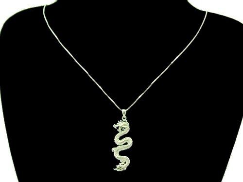 925 Silver Dragon Pendant With Silver Chain  