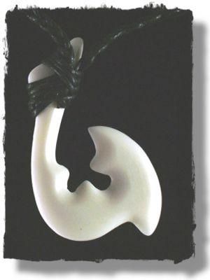 Hawaiian Fish Hook Necklace carved from bone  