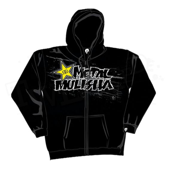 New Metal Mulisha   Rock Star Wide Open Zip Up Hoodie   Black   Large