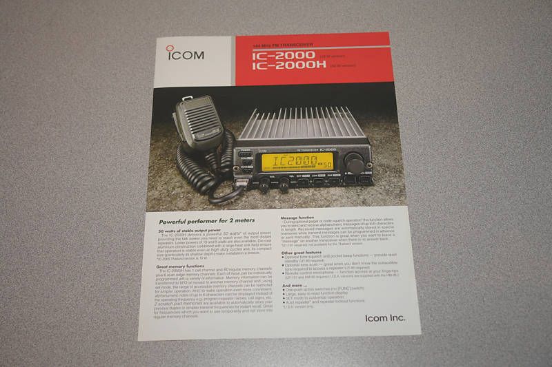 Icom IC 2000 / 2000H Transceiver Advertising Flyer  