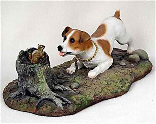 NEW BROWN WHITE JACK RUSSELL TERRIER PLAYING DOG REPLICA STATUE 