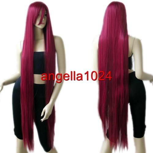 51 long straight burgundy red cosplay wig 118  