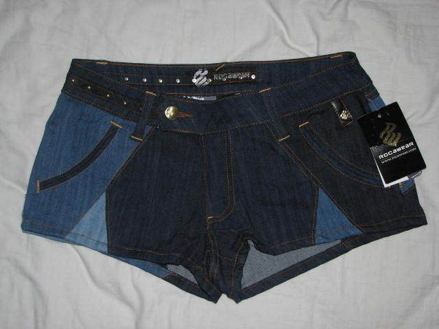 New ROCAWEAR Womens Blue Patchwork Shorts Choose Size  