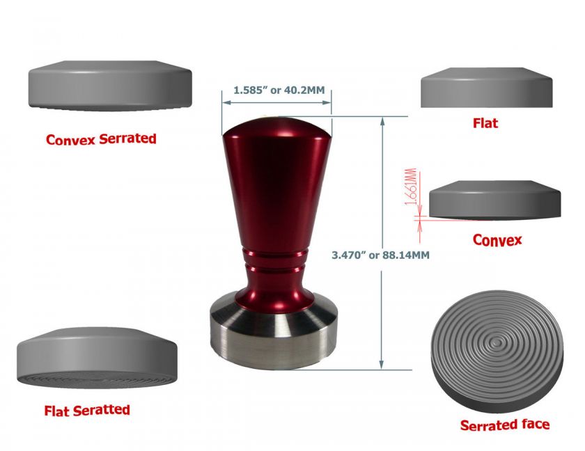 Red Long Taper Espresso Coffee Tamper Sainless Steel Base 628586320666 