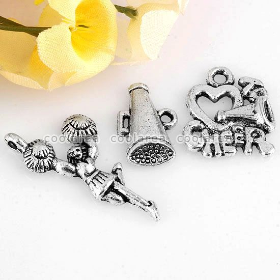 30pc Various Cheerleader Charms Beads Findings Fit Pendant Tibetan 