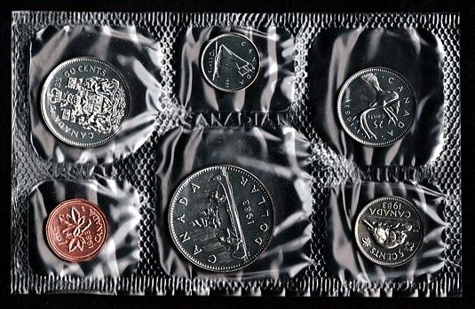 1983 Uncirculated Coin Proof Like Set ~ Canadian Coins  