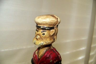 Vintage Cast Metal Still Bank, Popeye, Sailor, 5 1/8 Tall, Wear on 