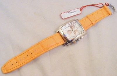   OF PEARL STAINLESS STEEL CHRONO WATCH TAN BAND NEW RETAIL $695  