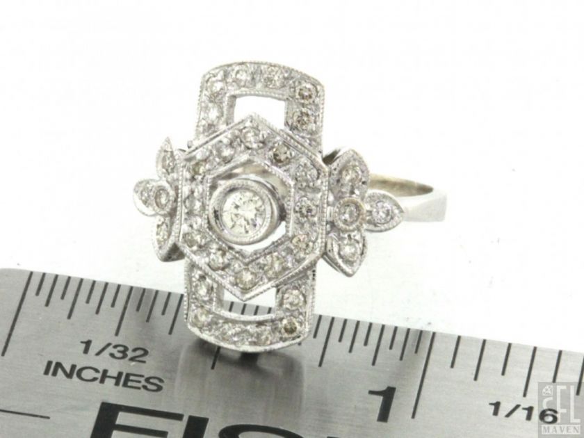 VINTAGE 18K WHITE GOLD LOVELY ELEGANT .56CT VS1/G DIAMOND FLOWER 